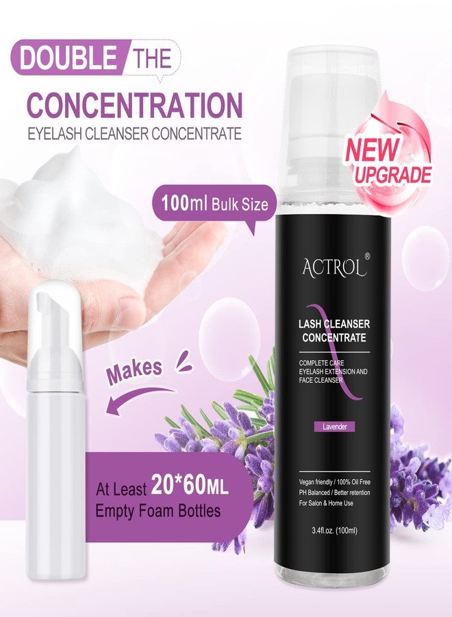 ACTROL Eyelash Cleanser Concentrate 100ml Lavender Professional Lash Shampoo Foaming Cleanser DIY Paraben & Sulfate Free Non-lrritating Wash for Extensions Lashes with Salon Home Care-Makes 20 Bottles - Image 3